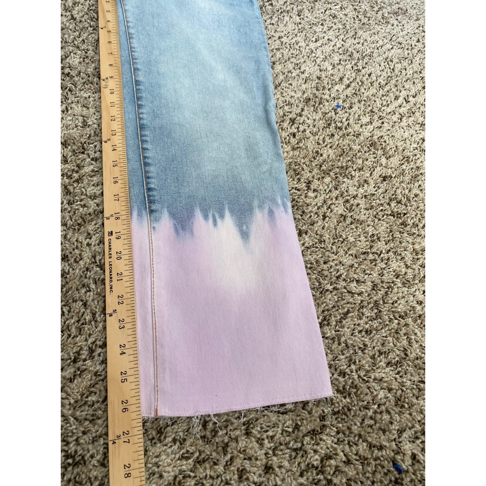 Anne Klein Jeans Womens 8 Straight Leg Pink Dip Dye Ombre Raw Hem Light Wash - Picture 6 of 8